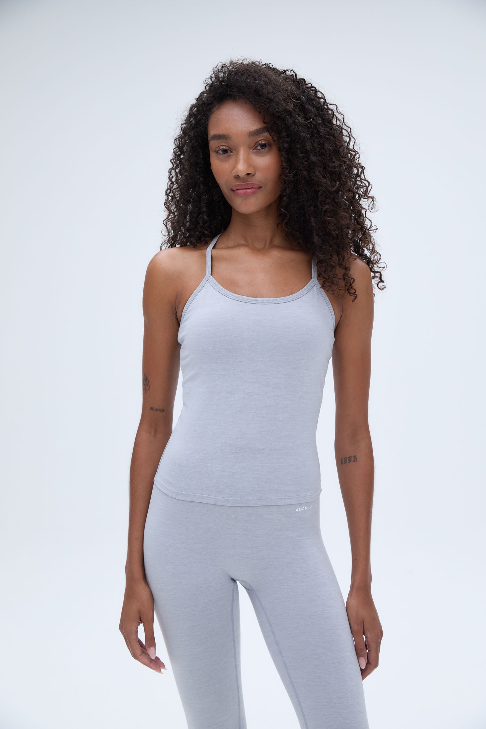 Brushed Strappy Longline Top for Women - Light Grey Melange - Comfortable & Stylish Casual Wear for Everyday Outfits