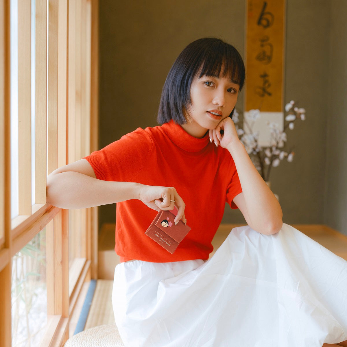 Samuel Ashley x Chibi Maruko Chan Genuine Leather Coin Purse - Stylish Wallet for Women, Girls & Anime Fans - Perfect for Collecting Coins, Tokens & Small Treasures