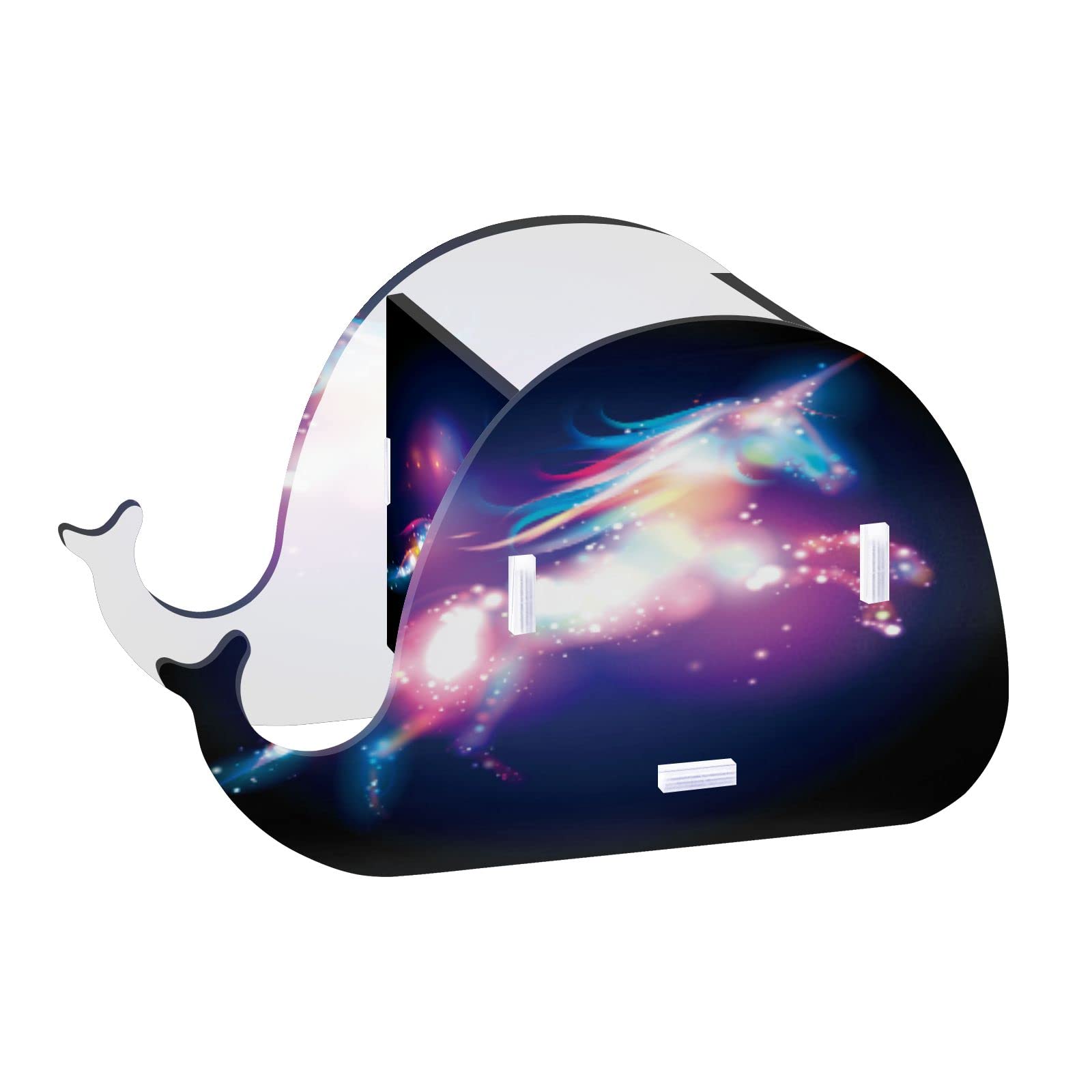 Whale Pencil Holder with Phone Stand - Unicorn Magic Design Desk Organizer for Pens, Makeup & Stationery - Shiny Stars Storage Container for Office, Home & School Use
