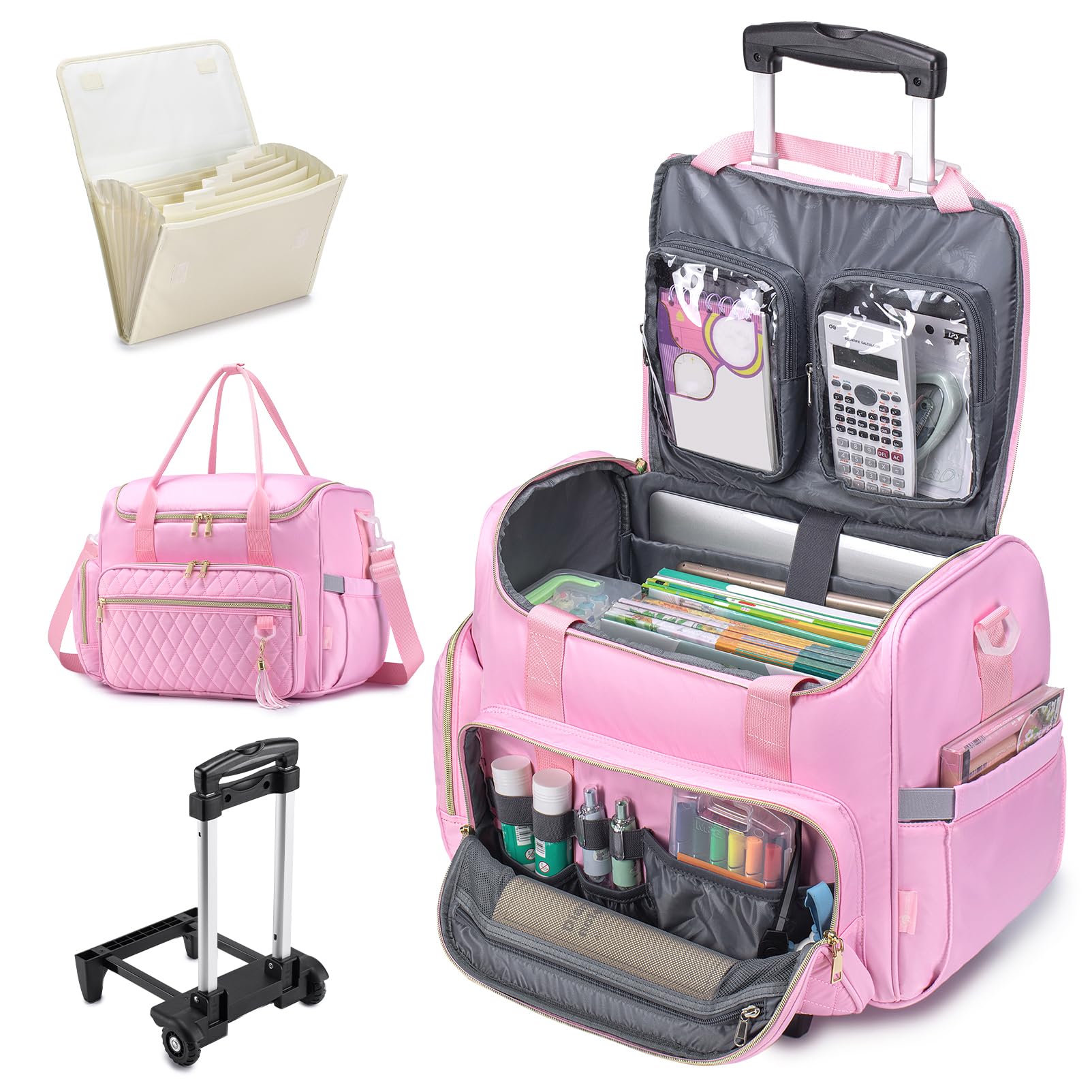 17.3 Inch Waterproof Rolling Laptop Bag for Women - 3-in-1 Wheeled Briefcase & Teacher Tote Bag | Perfect for Business Travel, Office Commute & School Use