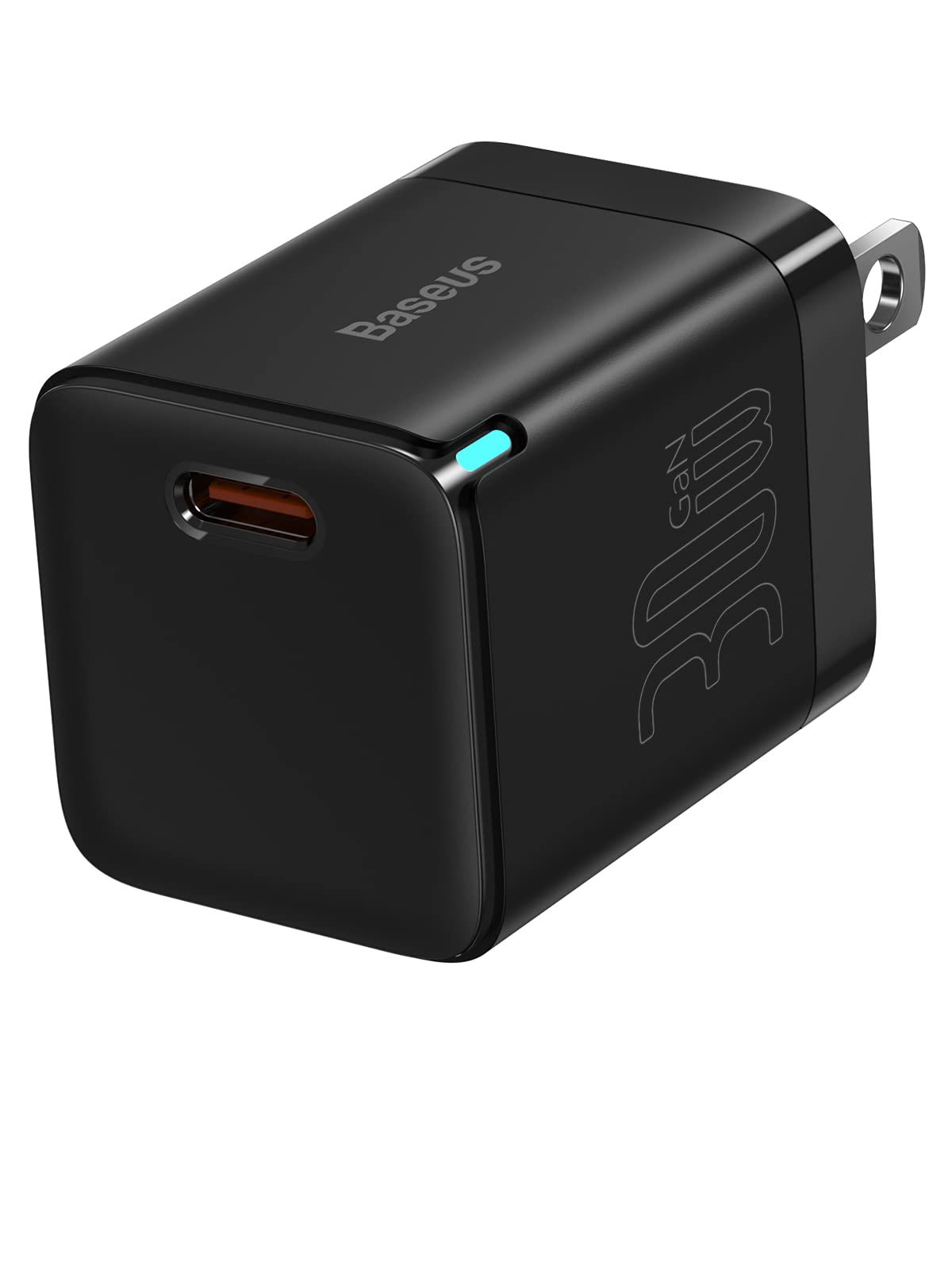 Baseus 30W USB C GaN Fast Charger with Foldable Plug - Compact & Durable Wall Charger for iPhone 14/13/12 Series, iPad Pro/Air/Mini, Samsung Galaxy S22/S21, Apple MagSafe - Perfect for Travel, Office & Home Use (Black)