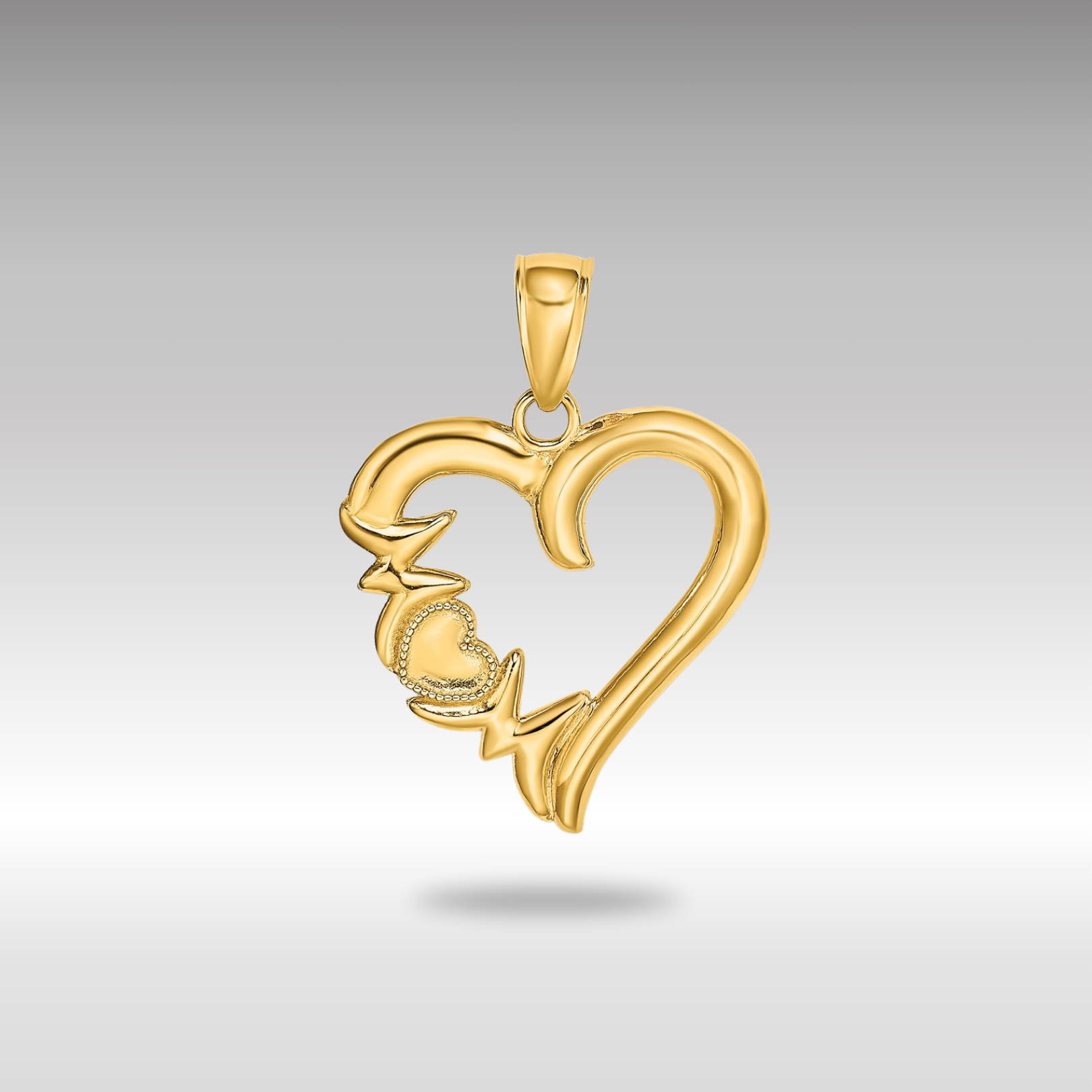 Gold Polished MOM Heart Pendant Necklace - Model K5196 | Elegant Gift for Mother's Day, Birthday & Anniversary
