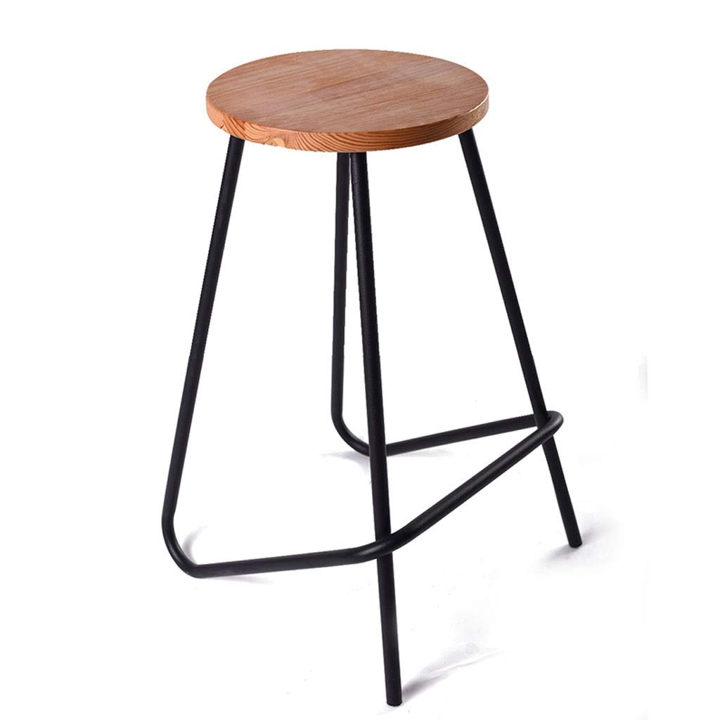 Metal Bar Chair with Solid Wood Seat - European Style Cafe & Lounge High Stool - Multi-Functional Counter Height Chair for Kitchen, Dining Room & Home Bar Decor