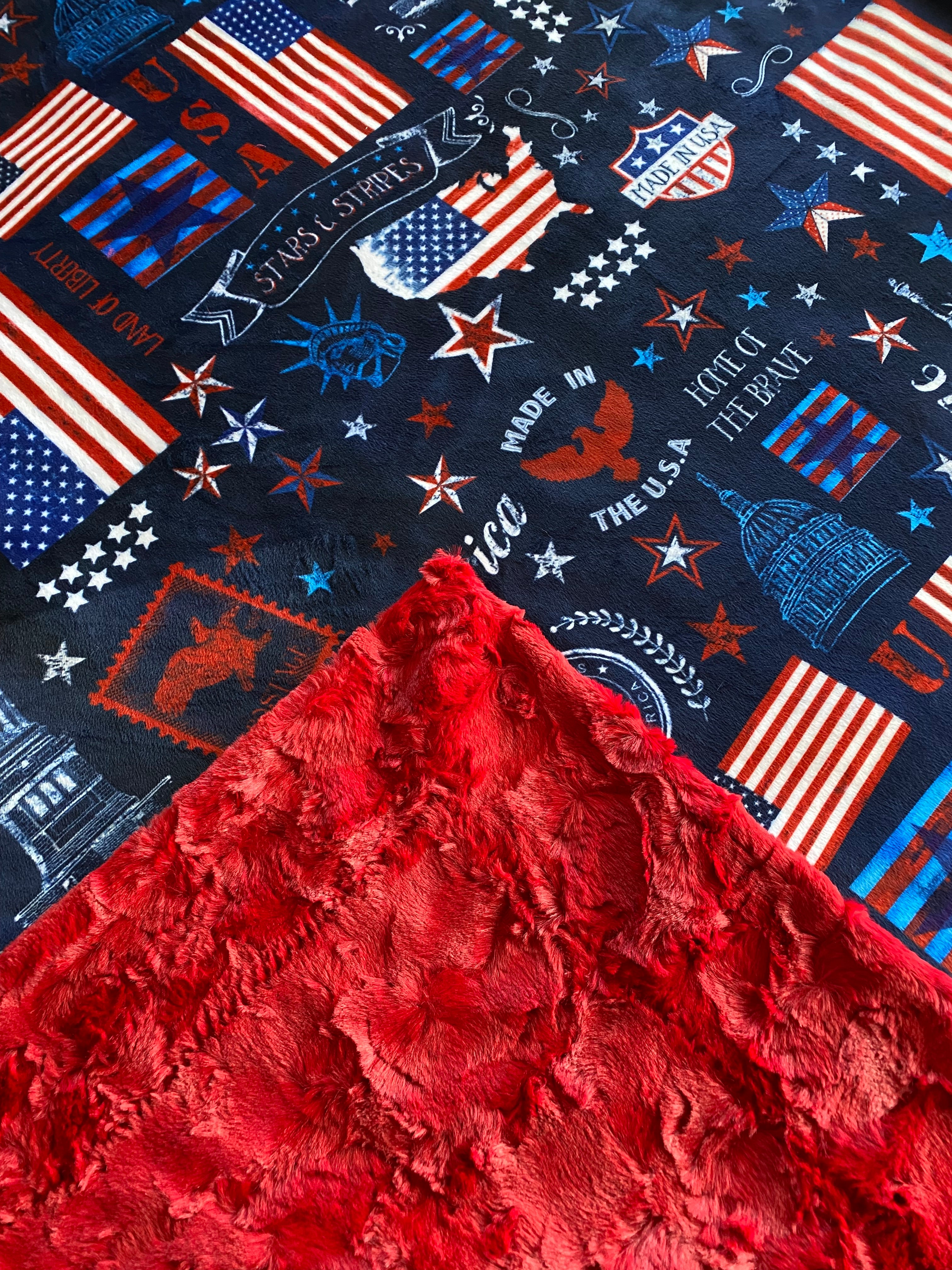Americana on Cardinal Minky Blanket Throw 53x63 Inches - Ultra Soft Plush Fleece Blanket for Couch, Bed, and Home Decor - Perfect for Cozy Nights, Gifts, and Seasonal Decorations