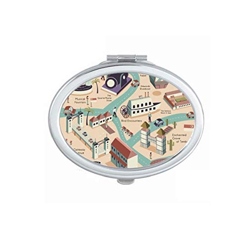 DIYthinker Singapore Travel Sightseeing Route Mirror - Portable Folding Double-Sided Makeup Mirror for Travel, Home & Vanity Use
