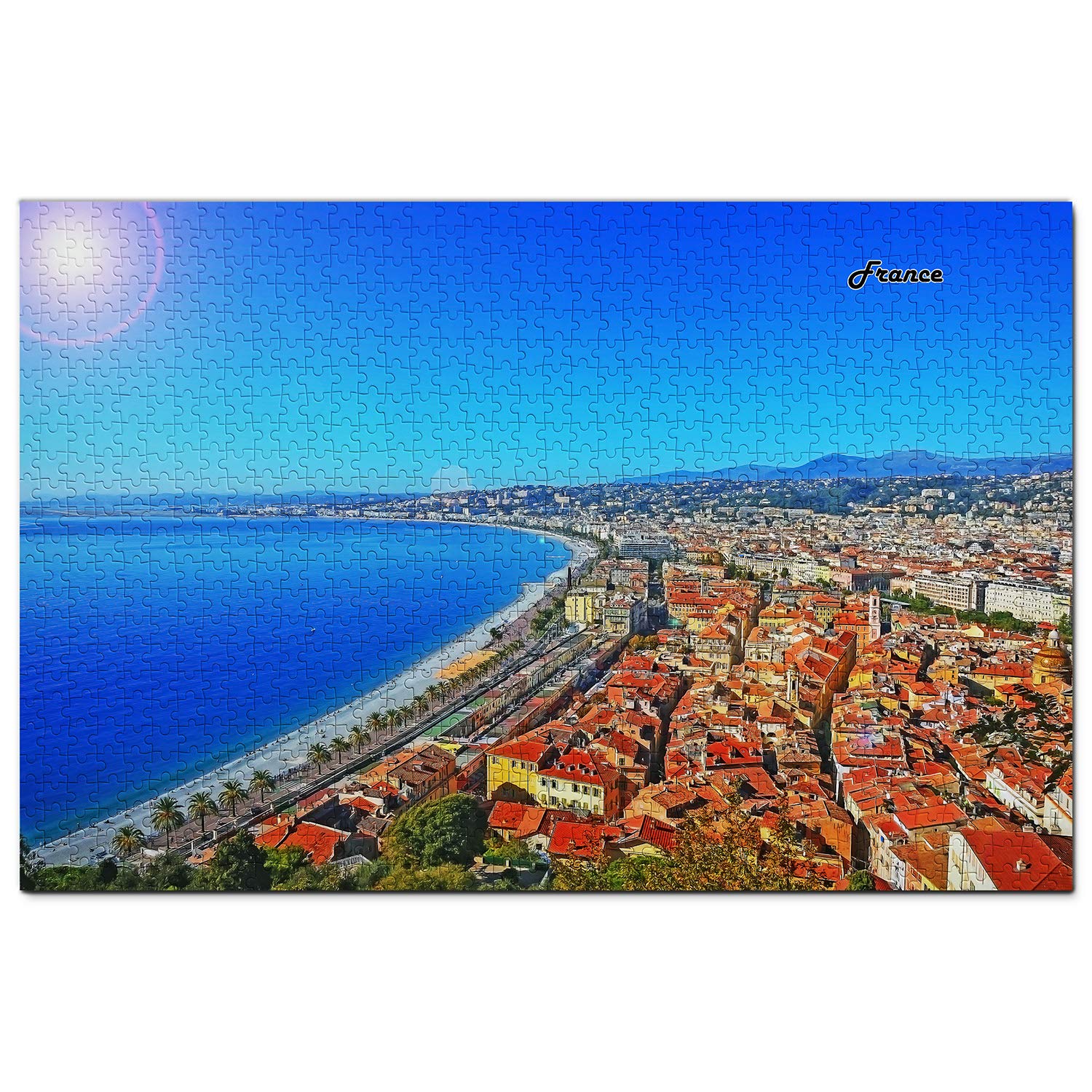 1000-Piece France Nice Scenery Wooden Jigsaw Puzzle - Perfect Travel Souvenir & Home Decor for Puzzle Lovers