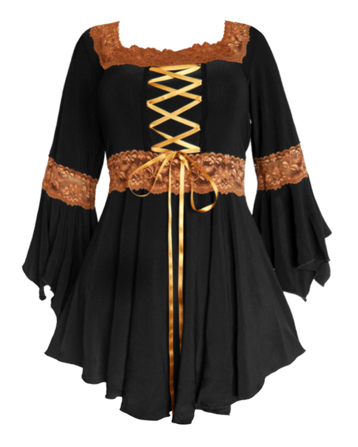 Victorian Gothic Corset Top for Women - Renaissance Lace Blouse, Boho Peasant Festival Wear, Cosplay Costume | Perfect for Renaissance Fairs, Gothic Parties, Halloween & Theatrical Performances