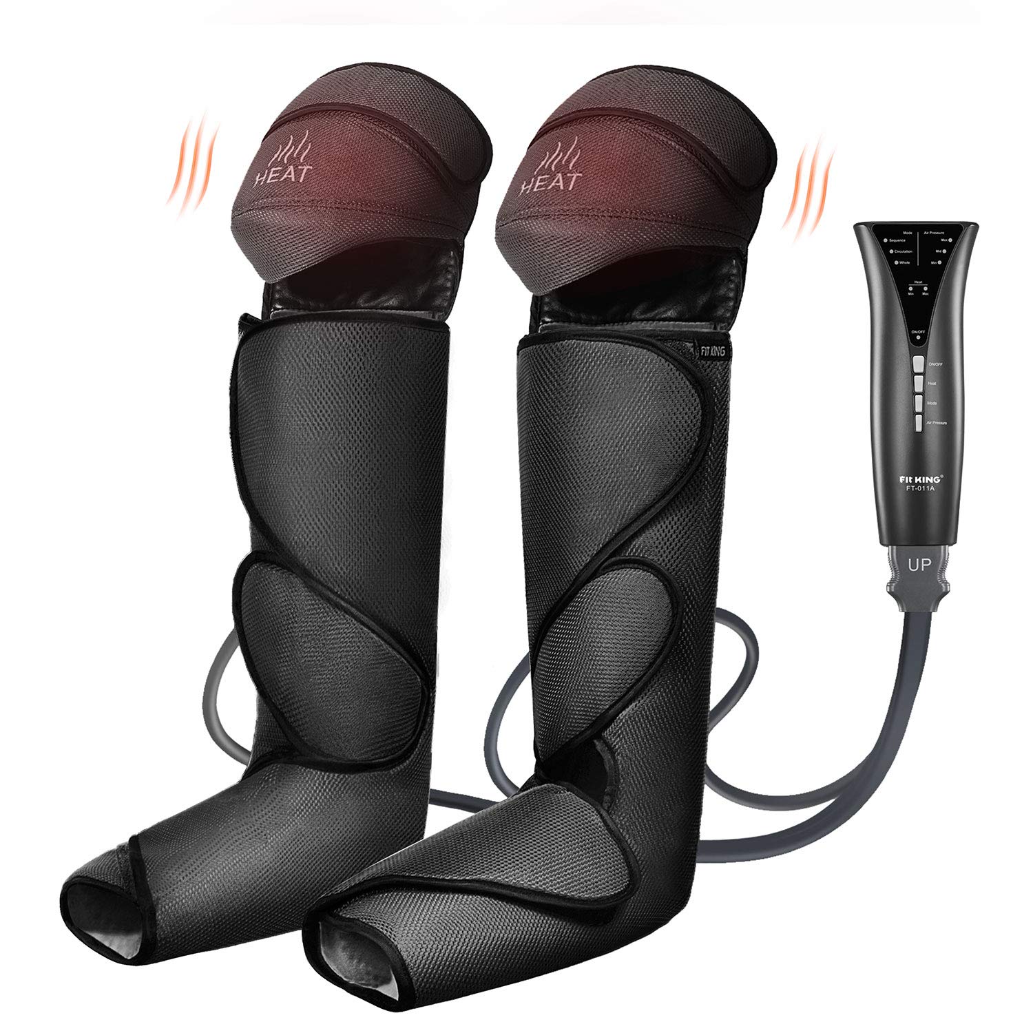 FIT KING Leg Massager with Knee Heat - 3 Modes & 3 Intensities for Circulation & Relaxation, Handheld Foot Massager with Controller - Perfect for Home Use, Post-Workout Recovery & Pain Relief (Model FT-011A)