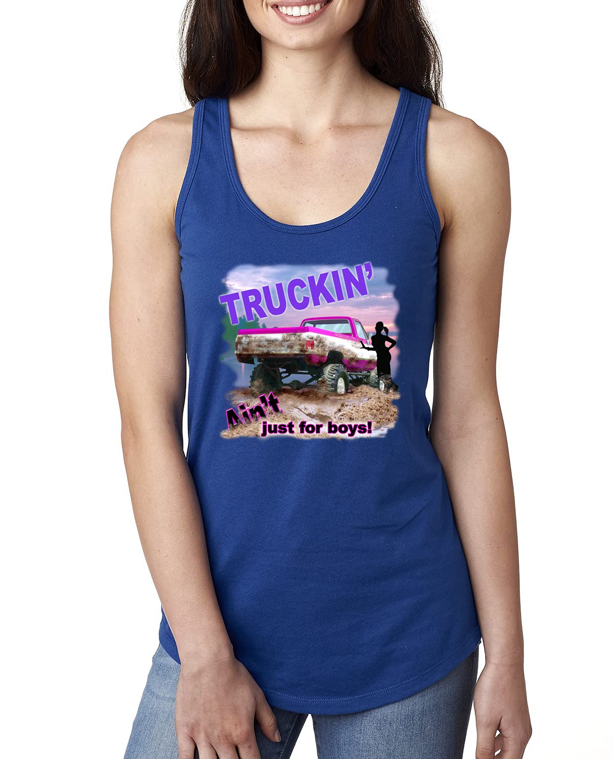 Stylish Women's Racerback Tank Top with Cars & Trucks Design - Perfect for Truck Enthusiasts, Casual Wear & Summer Outfits