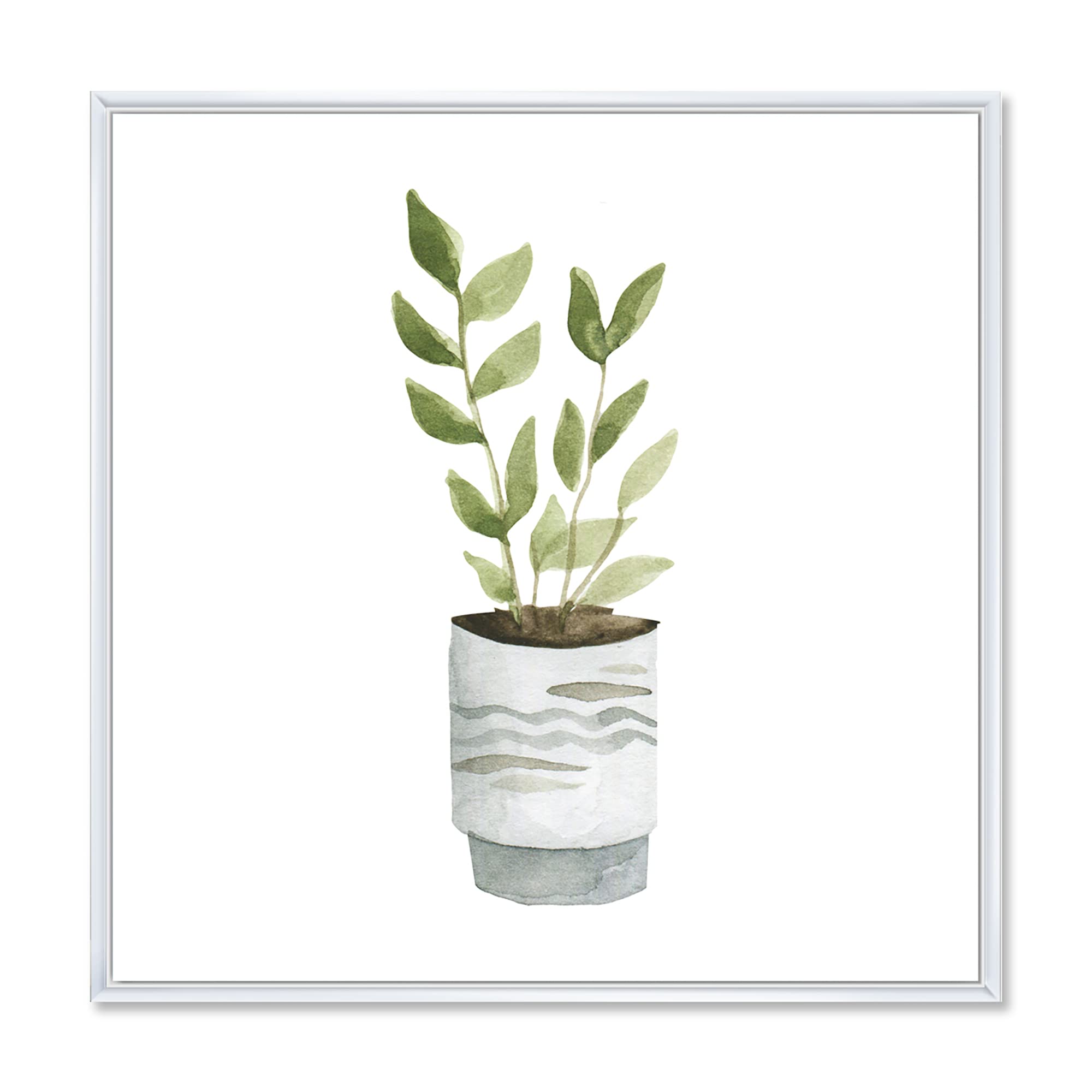 DesignQ Indoor Green Home House Plants II - Traditional Framed Canvas Wall Art Print | Botanical Wall Decor for Living Room, Bedroom & Office | Perfect Housewarming Gift for Plant Lovers