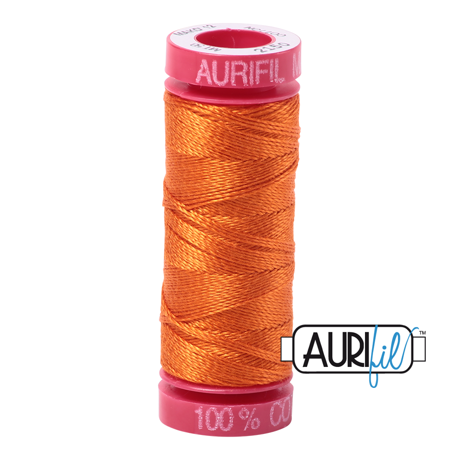 Aurifil 12wt Pumpkin Orange Cotton Thread - Small Spool (500m) for Quilting, Embroidery & Sewing | Perfect for Hand & Machine Stitching