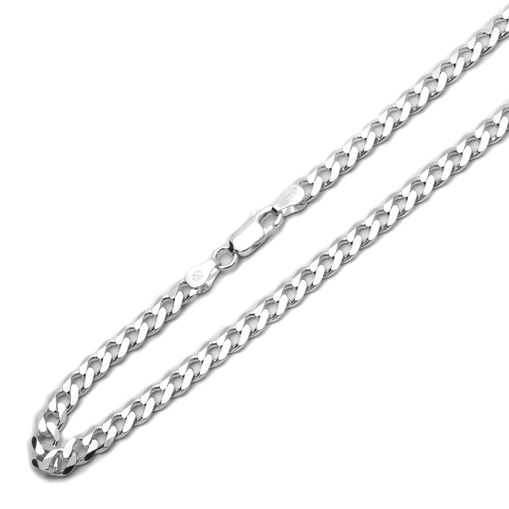 Sterling Silver 7mm Solid Curb Chain Necklace for Women & Men - 925 Silver Chunky Link Necklace (8-30 Inch) - Perfect for Layering, Gifts, and Everyday Wear