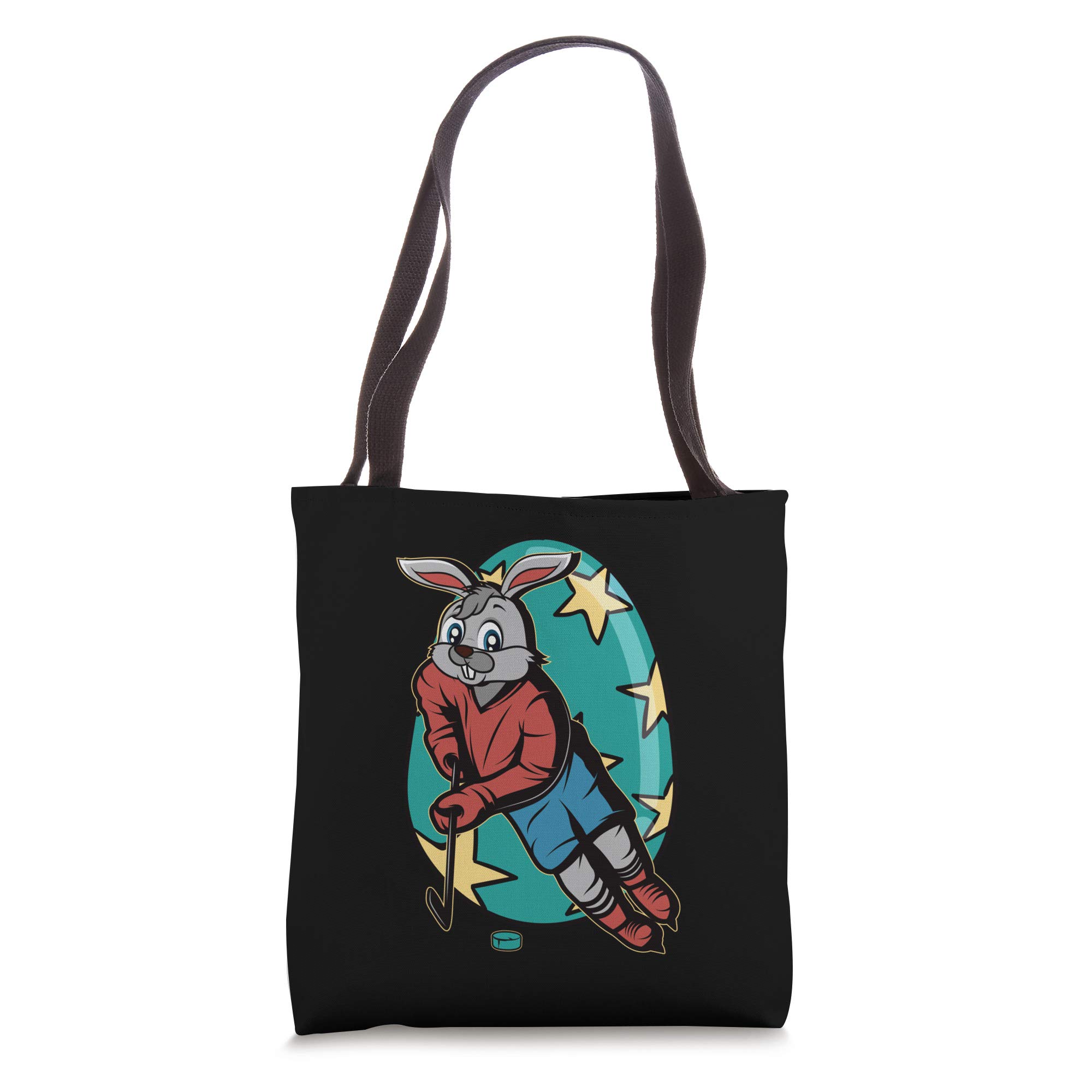Easter Bunny Ice Hockey Tote Bag for Boys, Girls, Kids & Teens - Easter Basket Stuffer, Sports Gift, Hockey Fan Accessory - Perfect for Easter Gifts, Hockey Games & School Use