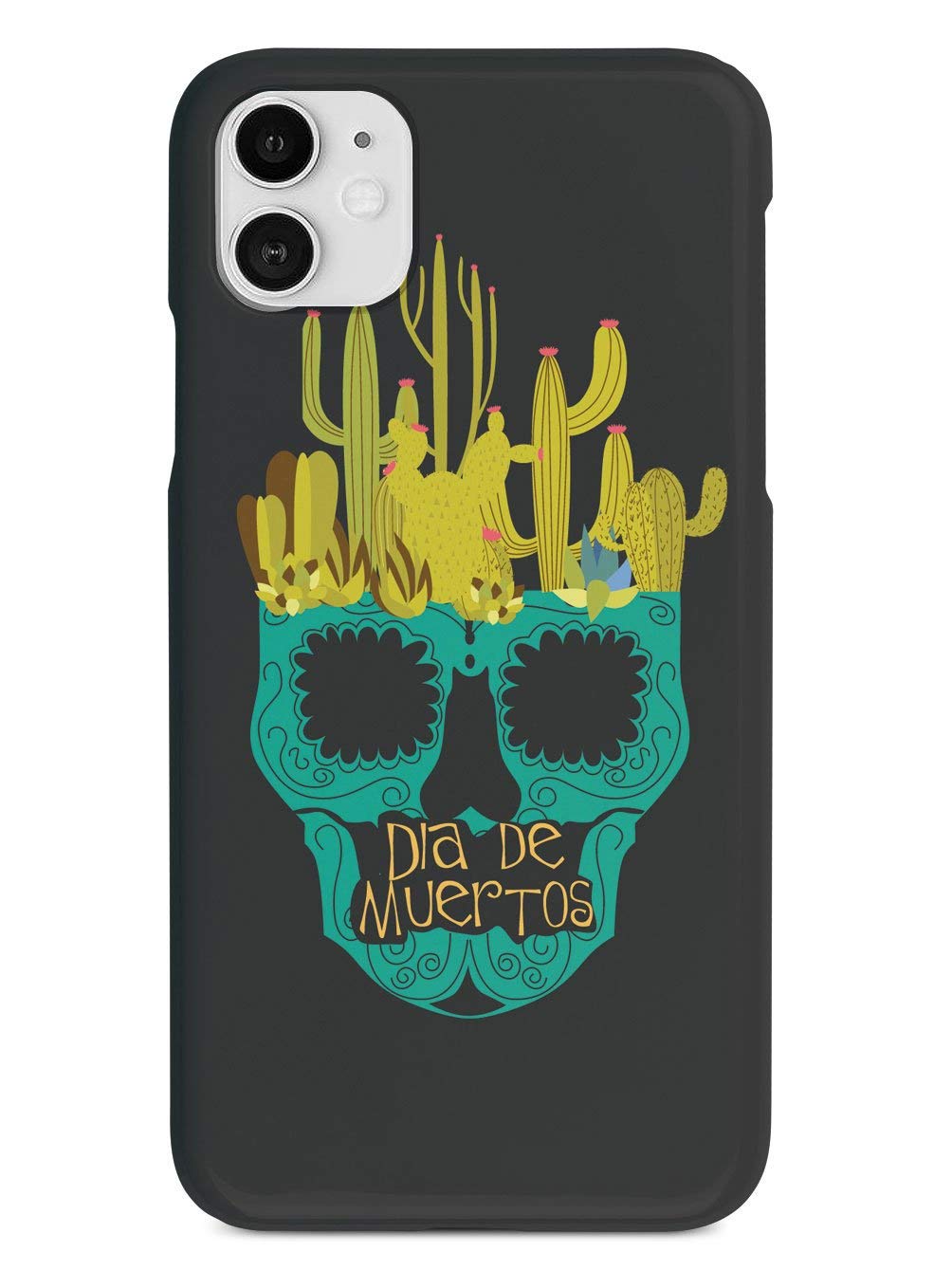 Inspired Cases - Premium 3D Textured Protective Phone Case for Apple iPhone 12 Mini - Day of The Dead Skull Cactus Design - Shockproof & Scratch Resistant - Perfect for Daily Use, Travel & Outdoor Activities