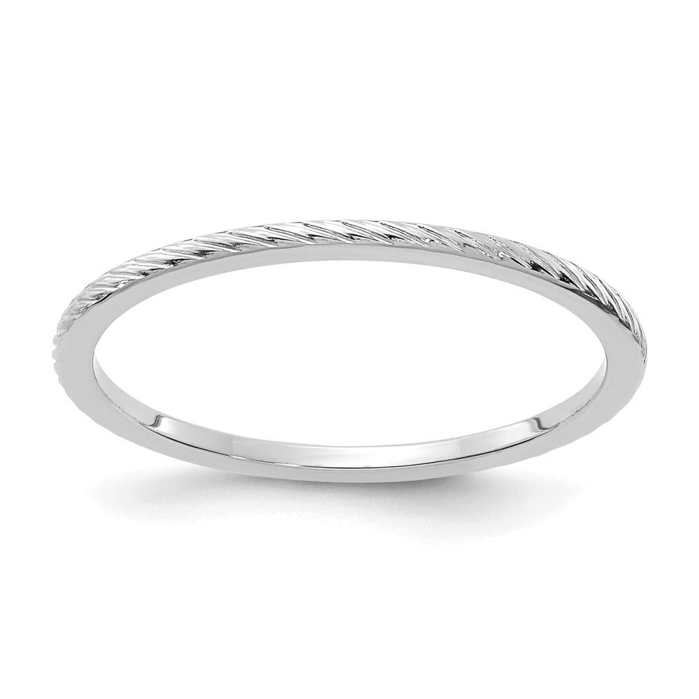 1.2mm 14k White Gold Twisted Pattern Stackable Band Ring - Perfect for Layering, Stacking, and Everyday Elegance