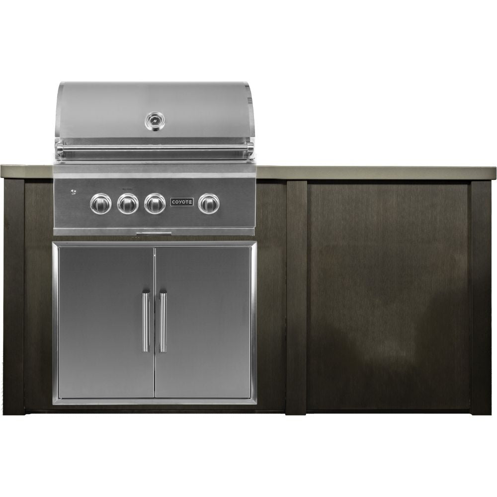 6 Ft. Outdoor Kitchen Island with Coyote Plain Panel, 30 Inch S Series Gas Grill & Double Access Doors - Perfect for Backyard BBQs, Patio Entertaining & Outdoor Cooking