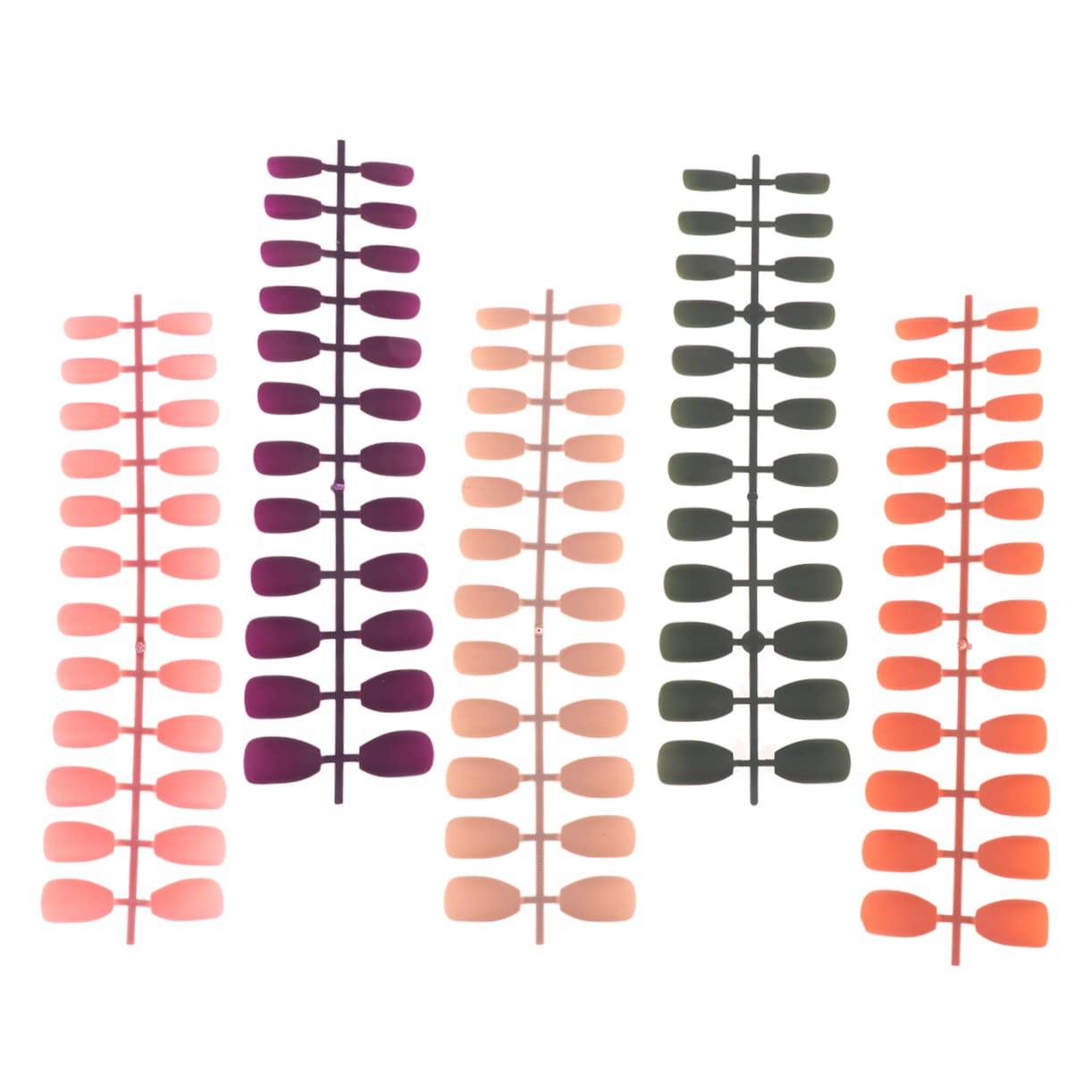 FRCOLOR 120 Pcs Coffin Nail Stickers - 5 Sheets Fake Nail Tips for Nail Art, Salon Manicure, DIY Beauty - Perfect for Halloween, Parties, Bridal & Special Occasions