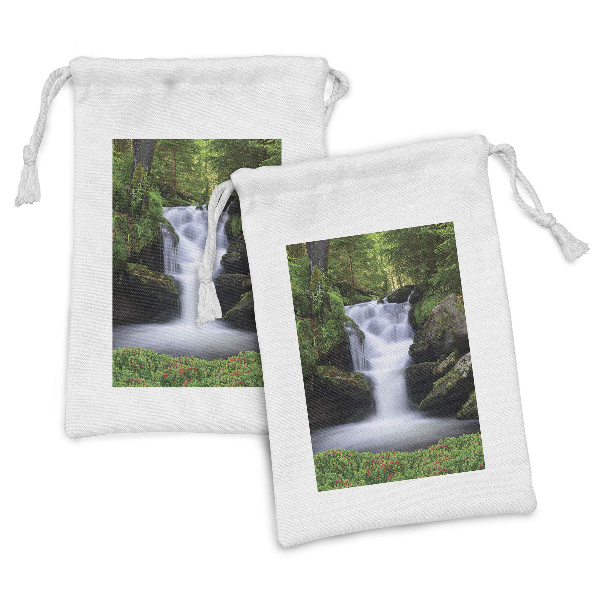 Ambesonne 2-Pack Waterproof Fabric Drawstring Pouch - 9