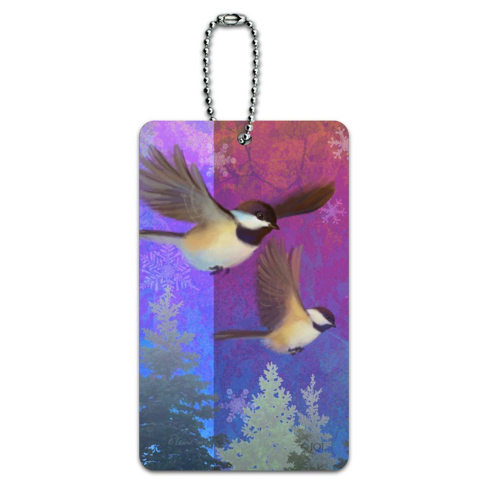 Christmas Holiday Chickadees Birds Luggage Tag - Cute Suitcase ID Tag for Travel Bags - Perfect for Carry-Ons, Backpacks & Holiday Travel Gifts