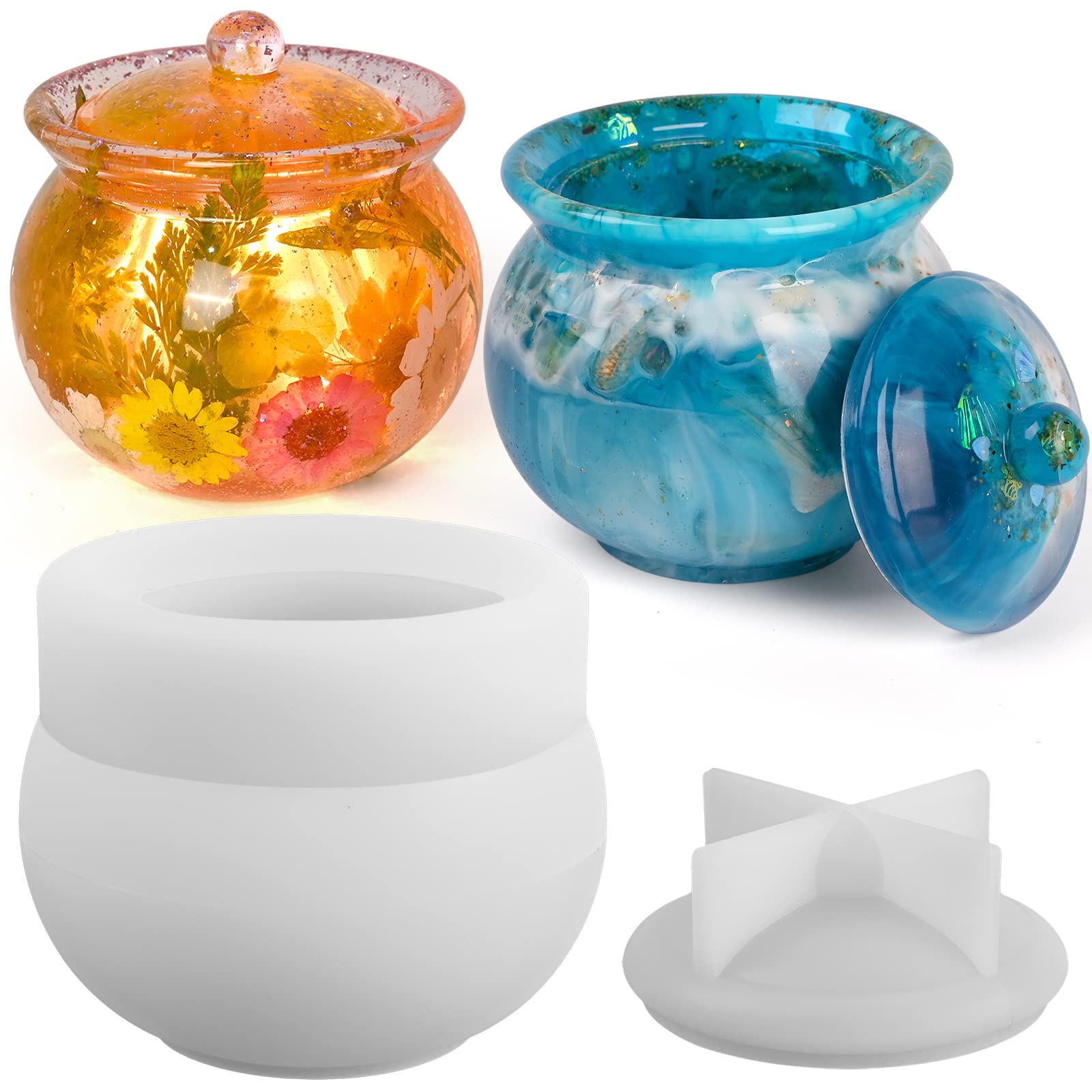 Actvty Jar Silicone Molds with Lid - DIY Epoxy Resin Molds for Jewelry Storage Box, Candle Holder, Candy Container - Perfect for Resin Casting Crafts, Home Decor & Unique Gift Making