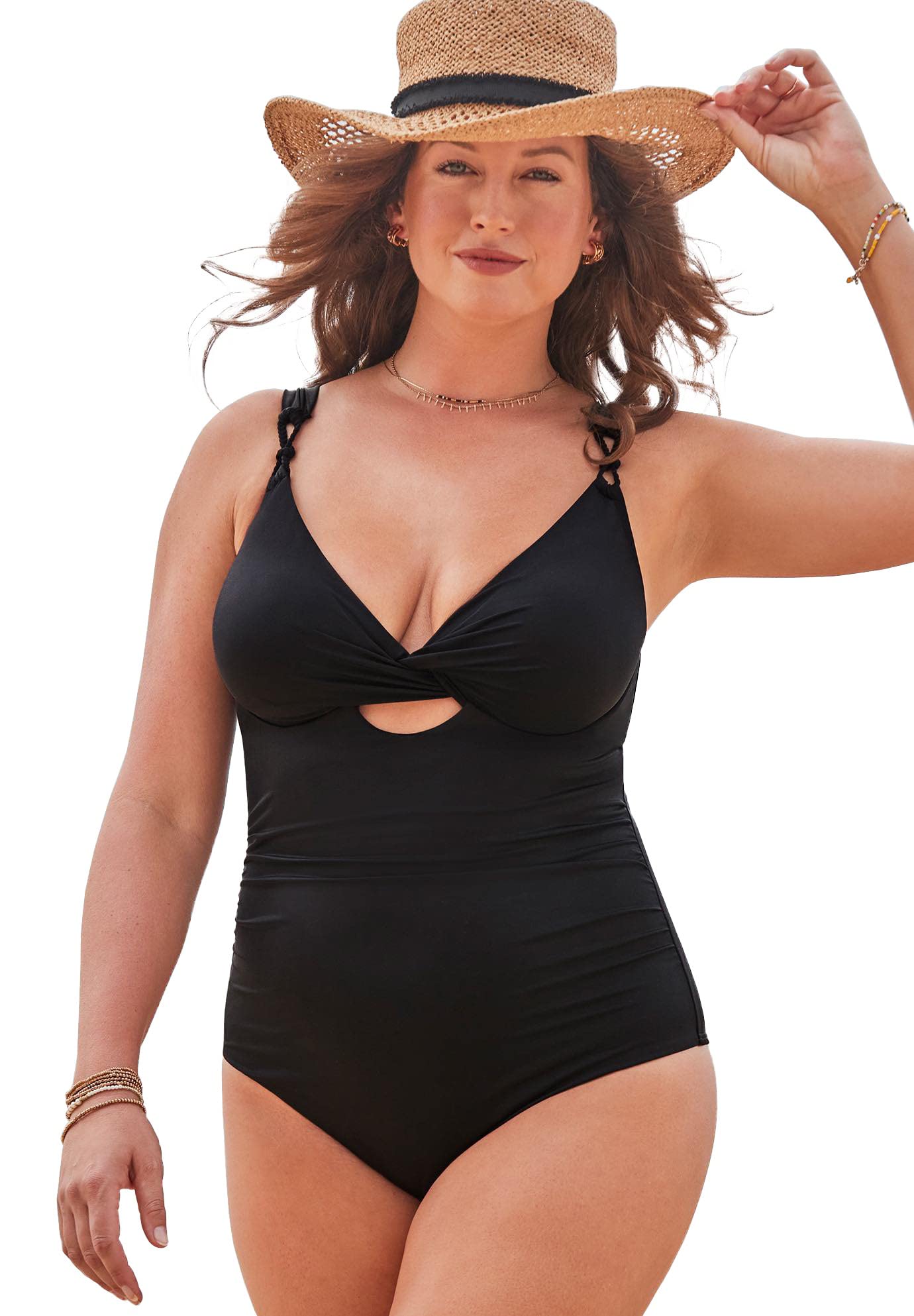 Plus Size Women's Sweetheart Keyhole Underwire One Piece Swimsuit - Flattering Swimwear for Curvy Figures | Perfect for Beach Vacations & Pool Parties