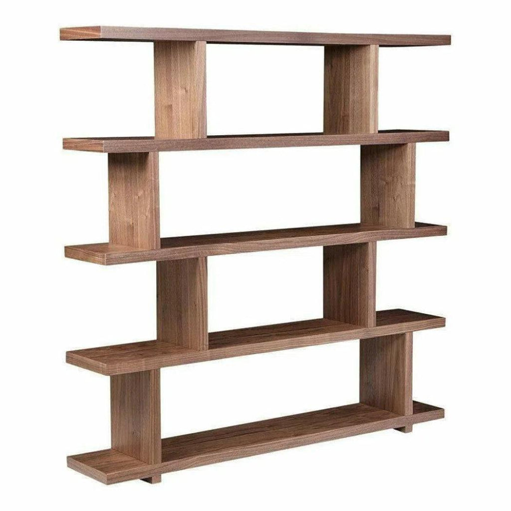 63 Inch Large Walnut Brown Contemporary Bookshelf - Perfect for Living Room, Home Office & Library Storage