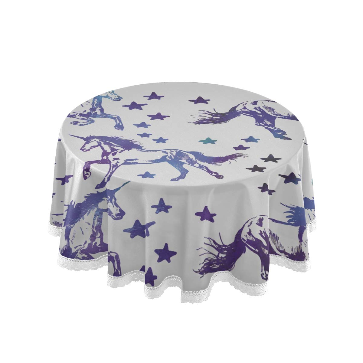 MCHIVER 60 Inch Round Tablecloth - Seamless Unicorn Pattern Polyester Circular Table Cover for Dining, Holiday Banquet, Wedding & Birthday Party Decorations - Perfect for Home, Restaurant and Special Events