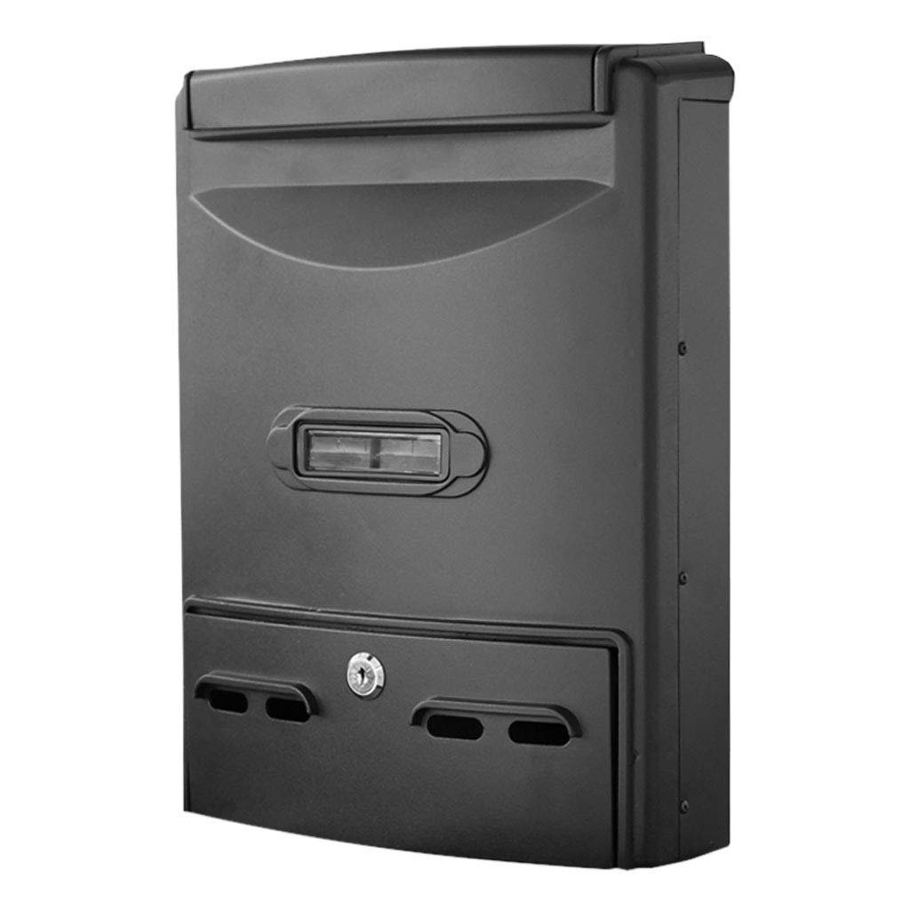 Waterproof Outdoor Mailbox - Black Wall Mount Letter Box with Lock, Weatherproof & Durable for Home, Garden, Apartment - Perfect for Mail Collection and Secure Package Delivery