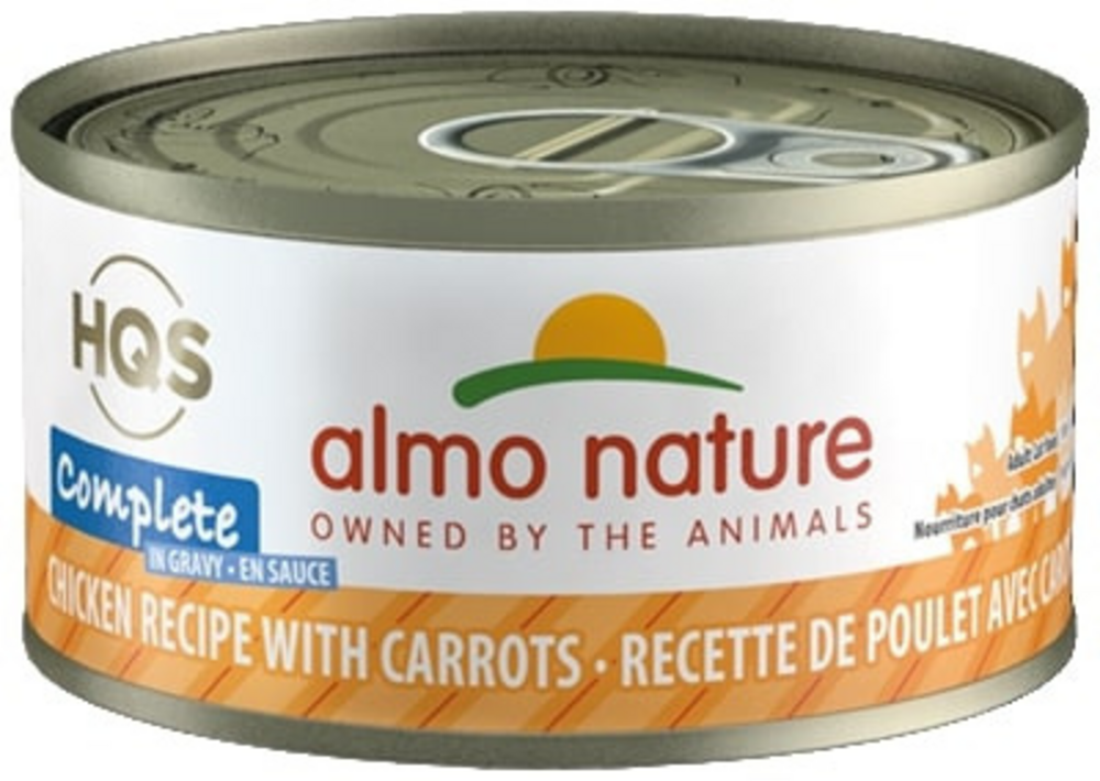 Almo Nature HQS Grain-Free Chicken with Carrots in Gravy Canned Cat Food - High Protein, Natural Ingredients for Adult & Senior Cats - Perfect for Picky Eaters & Sensitive Stomachs
