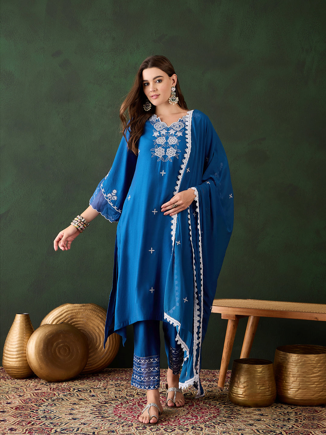 Stylish Blue Designer Ready-Made Pant Suit with Elegant Embroidery - Perfect for Weddings, Parties & Formal Events