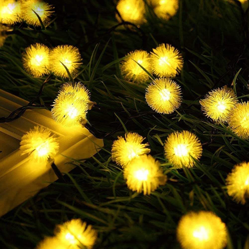 20LED Solar Dandelion String Lights Outdoor Waterproof - Fairy Twinkle Wire Lights for Patio, Garden, Landscape & Christmas Decor - Decorative Solar Powered LED Lights for Backyard, Wedding, Party