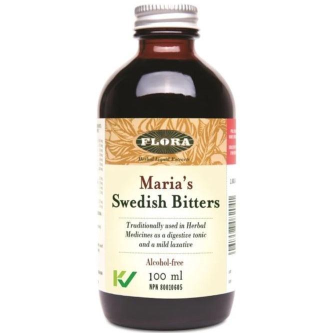 Flora Maria's Swedish Bitters Alcohol-Free Herbal Digestive Supplement 100mL - Supports Digestion & Detox for Natural Wellness