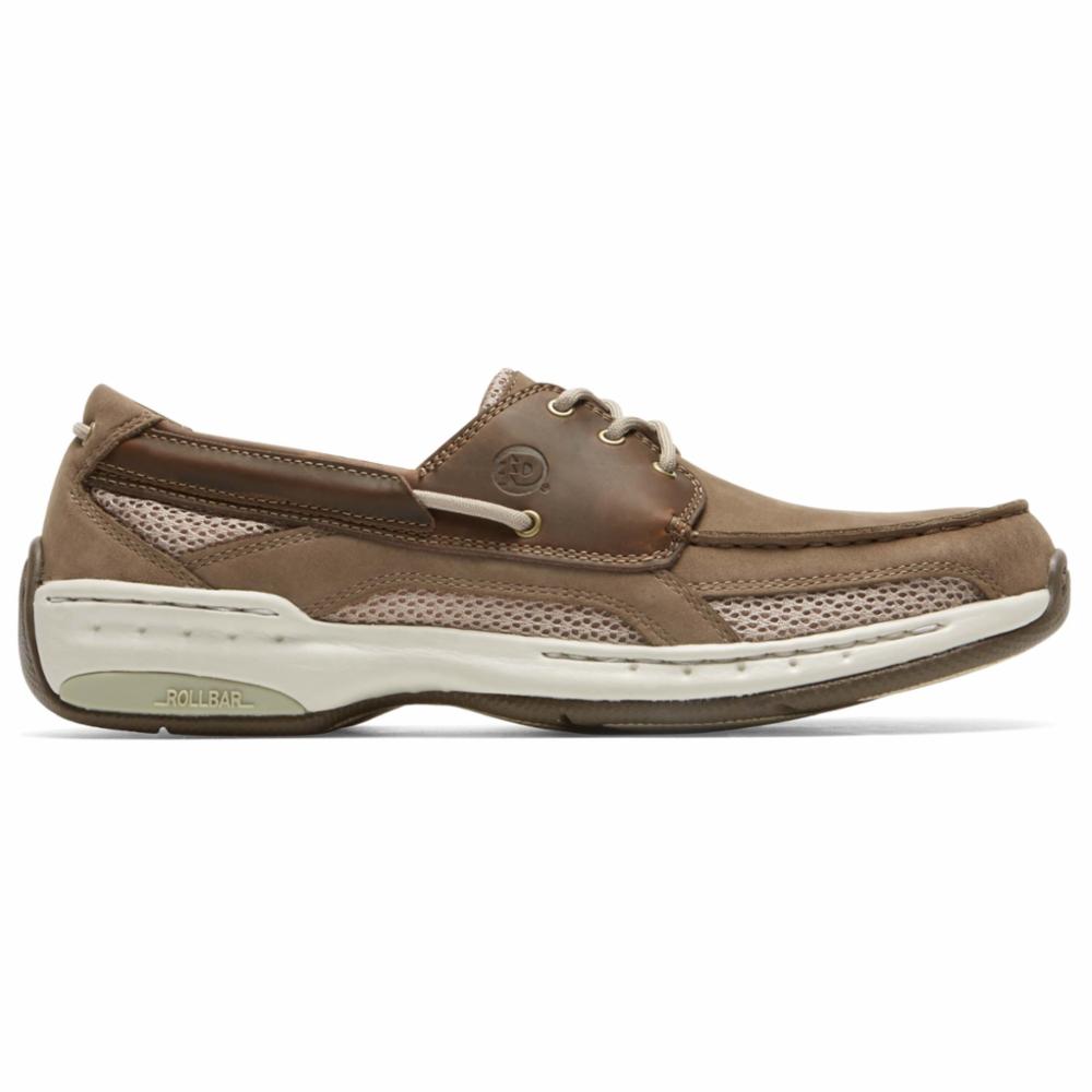 Dunham Men's Captain Boat Shoe - Waterproof Brown Leather Casual Slip-On for Sailing, Boating & Outdoor Activities