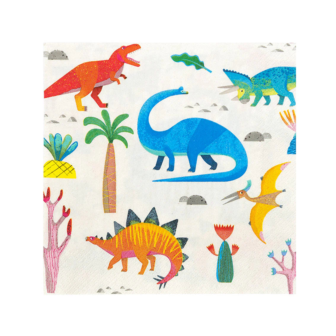 Dinosaur Party Napkins - Pack of 20 Colorful Dinosaur Themed Paper Napkins for Birthday Parties, Baby Showers & Kids Events