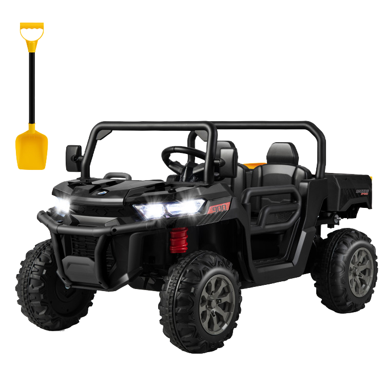 Costway 2 Seater Kids Ride On Dump Truck Toy with Automatic Dump Bed & Shovel - Electric Powered Construction Vehicle for Outdoor Play & Backyard Fun