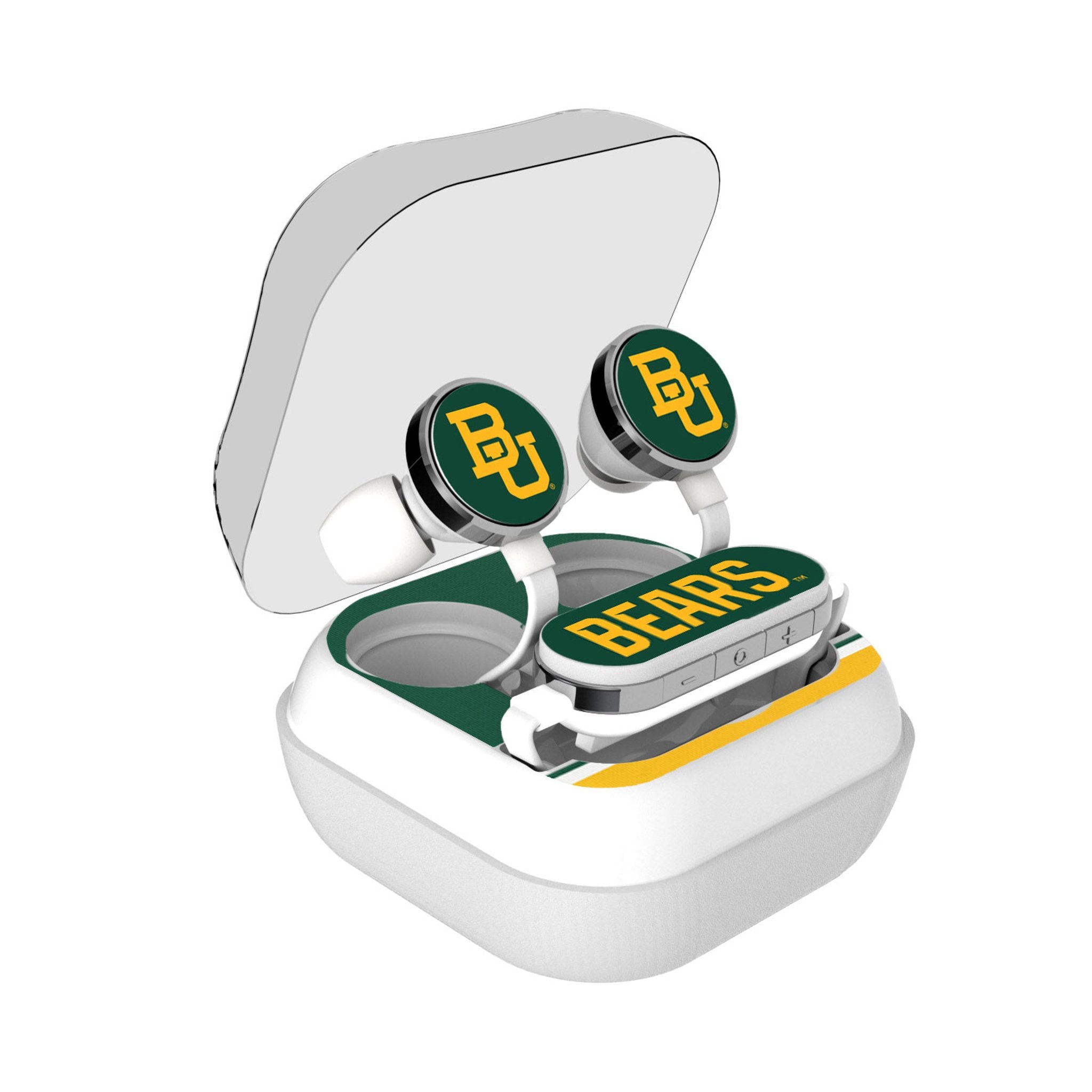 Baylor University Bears Stripe Wireless Bluetooth Earbuds - Noise Cancelling, Sweatproof for Sports, Workouts & Campus Life
