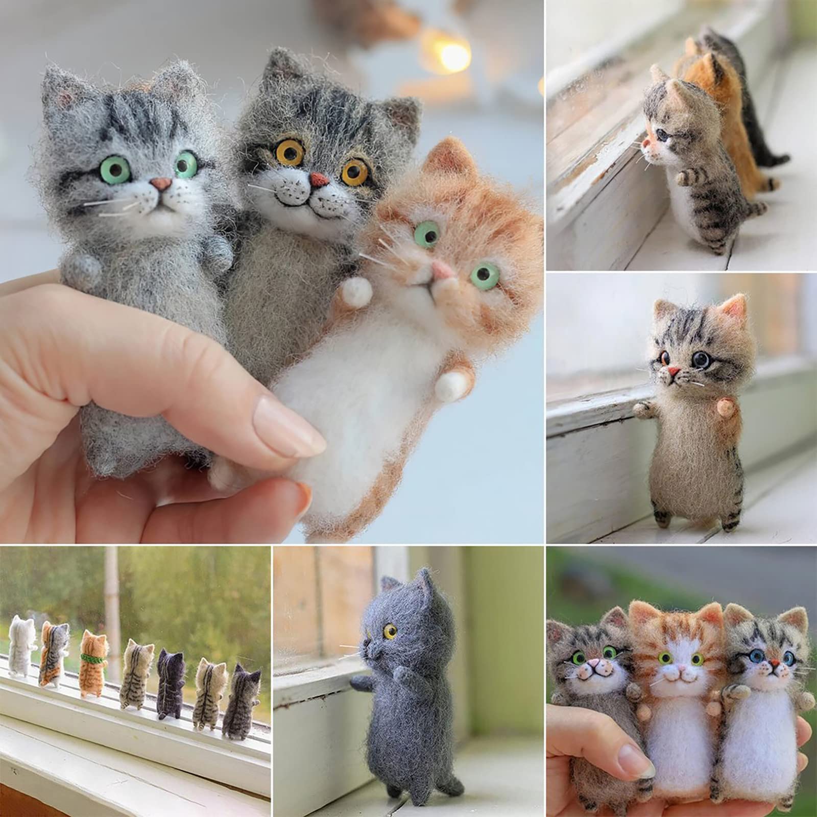 Handmade DIY Wool Felt Cat Plush Doll Kit - Unfinished Cute Cat Stuffed Animal for Crafting & Felting Supplies | Perfect Valentine's Day Gift for Cat Lovers (Her/Him) | Great for Home Decor, Craft Projects & Thoughtful Presents