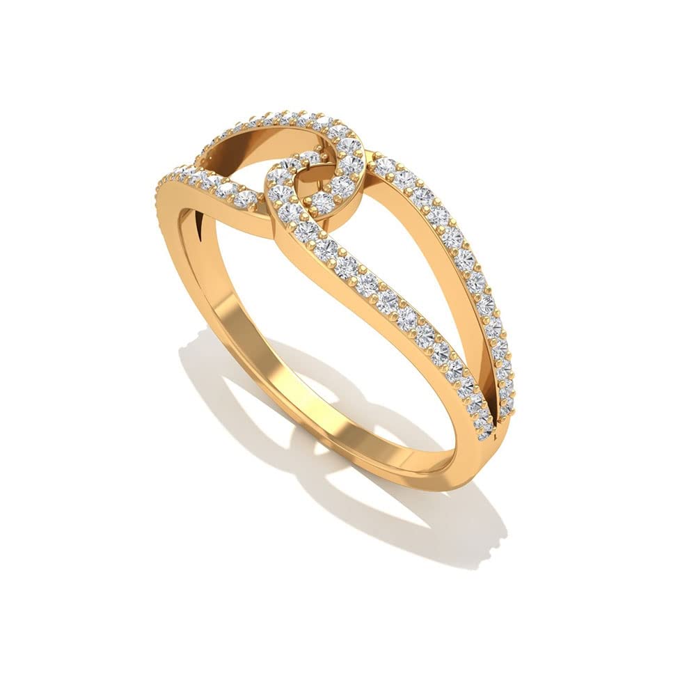 1/4 CT Certified Moissanite Promise Ring for Women - 14K Solid Gold Interlocking Design - Perfect for Anniversaries, Engagements & Special Occasions