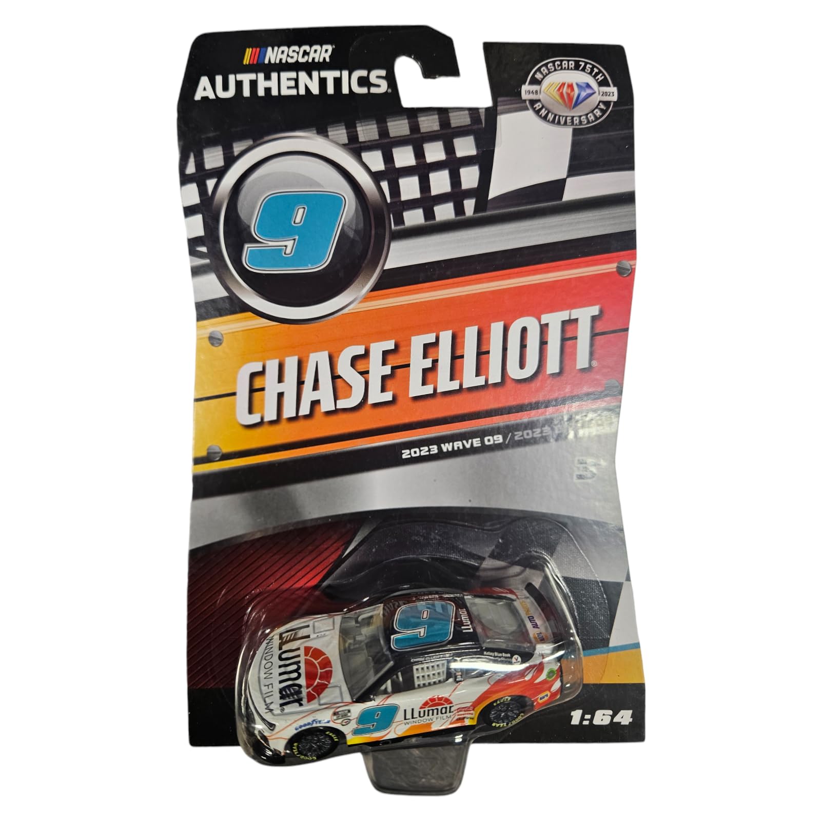 2023 NASCAR Authentics Chase Elliott Wave 9 Diecast Car 1:64 Scale - Collectible Racing Toy for Fans, Display & Kids Play