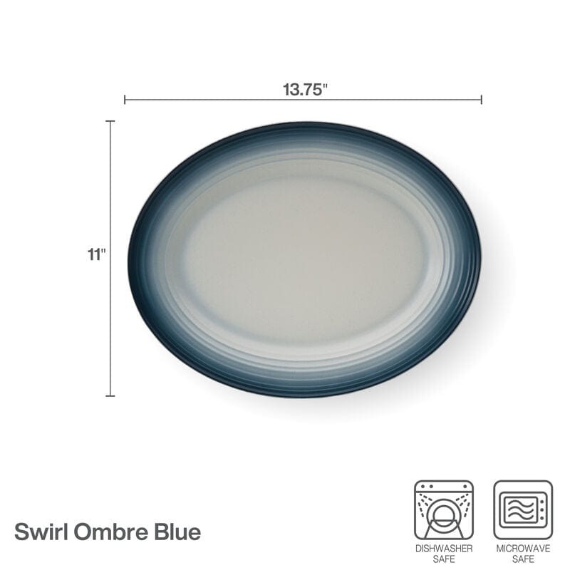 Swirl Ombre Blue Oval Platter - Elegant Serving Dish for Parties, Weddings & Home Decor | Perfect for Appetizers, Desserts & Centerpieces