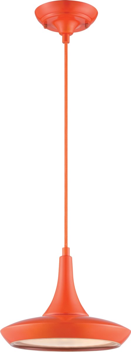 11W Fantom 1 Light Orange Pendant Lamp - Modern Hanging Light Fixture for Kitchen Island, Dining Room or Bedroom Lighting