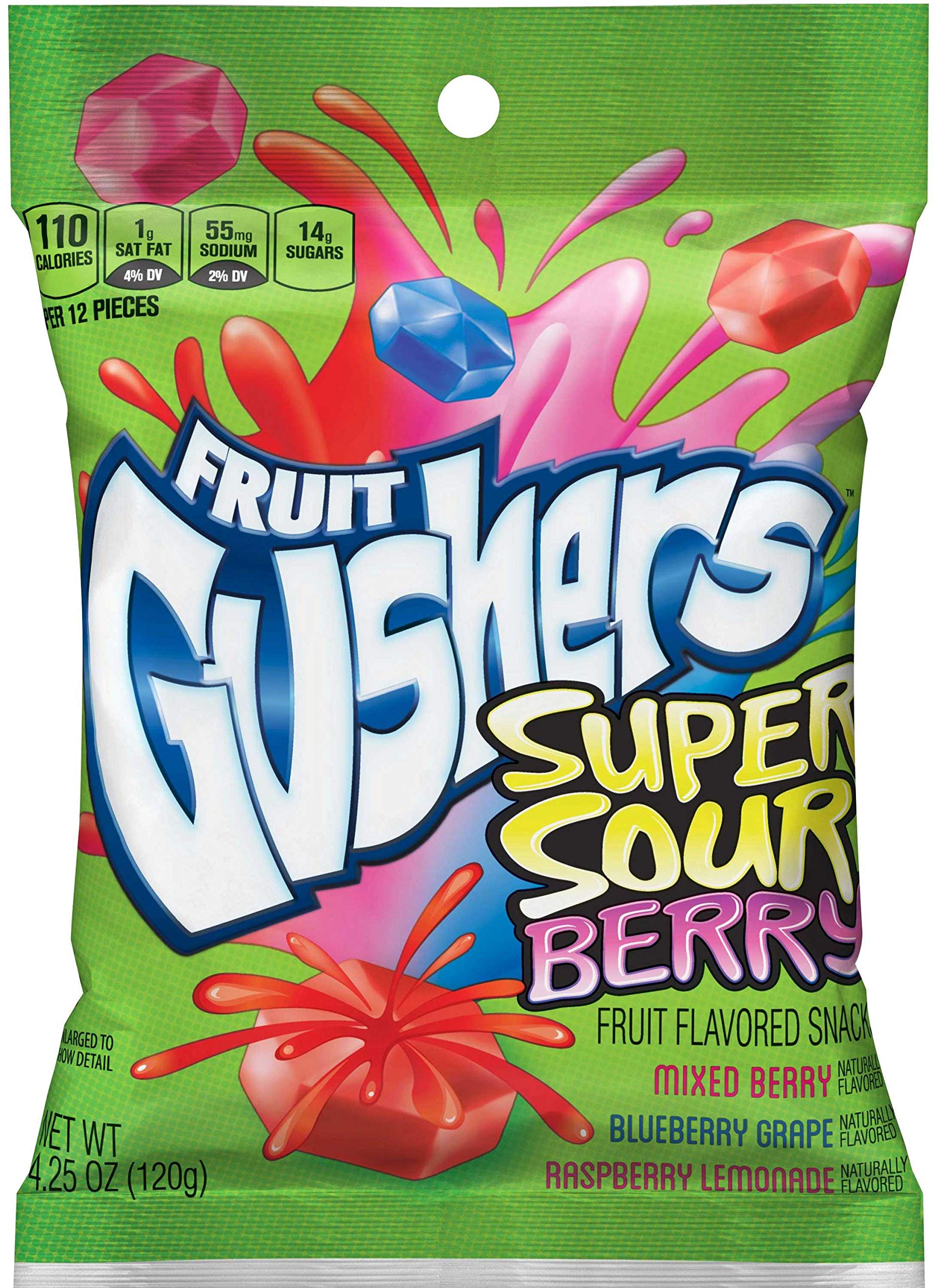 Super Sour Berry Fruit Gushers Snacks - 34oz Bulk Pack (6 Count) | Delicious Sour & Sweet Treat for Kids Lunchboxes, Party Favors & On-the-Go Snacking