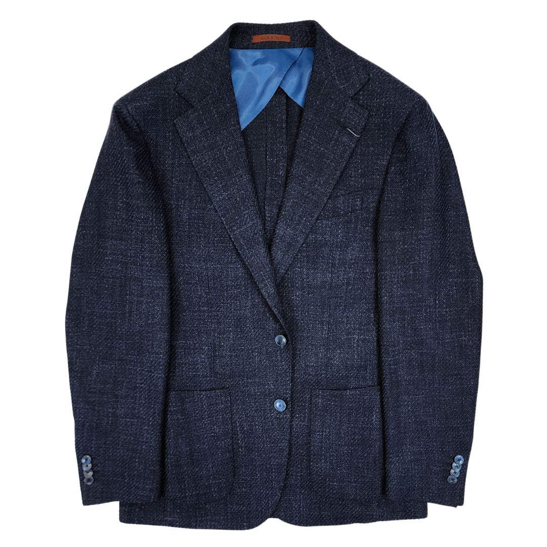 Navy Blue Andre Knit Linen Wool Sport Jacket for Men - Lightweight Casual Blazer for Business, Office & Outdoor Activities
