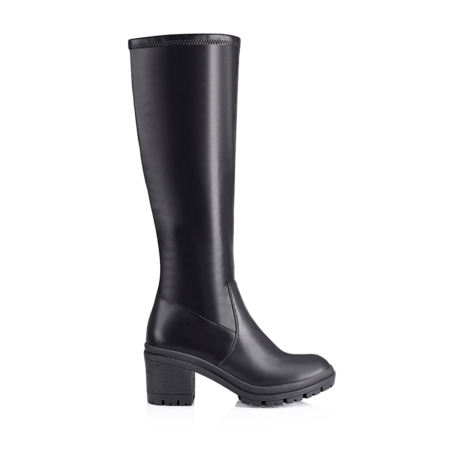Genna Knee High Stretch Boots for Women - Black Fashion Boots for Fall & Winter, Comfortable & Stylish for Office, Party & Daily Wear