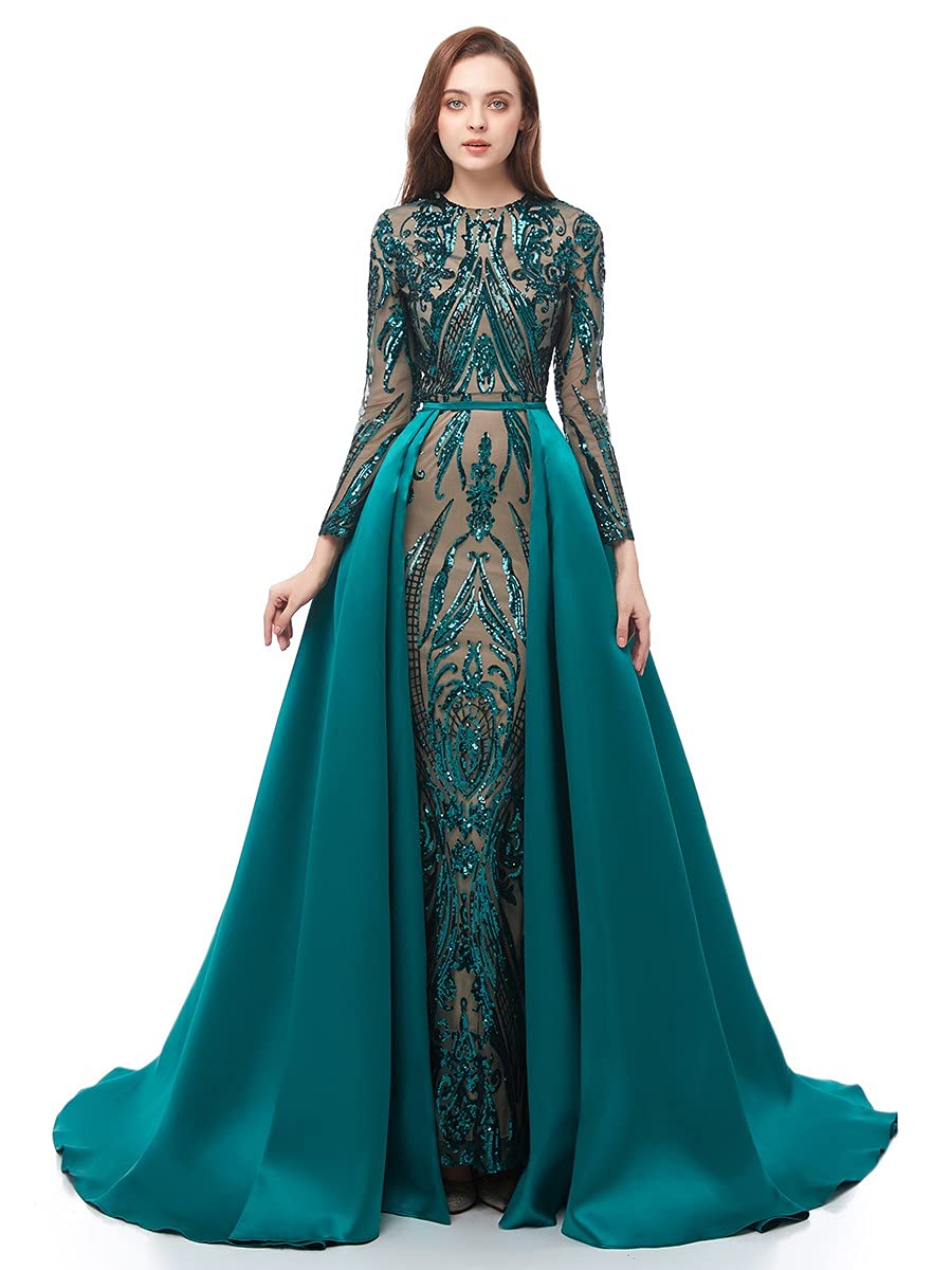 Elegant Women's Satin Mermaid Prom Dress with Detachable Train - Green/Burgundy/Navy Blue Evening Gown for Formal Parties, Homecoming & Special Occasions