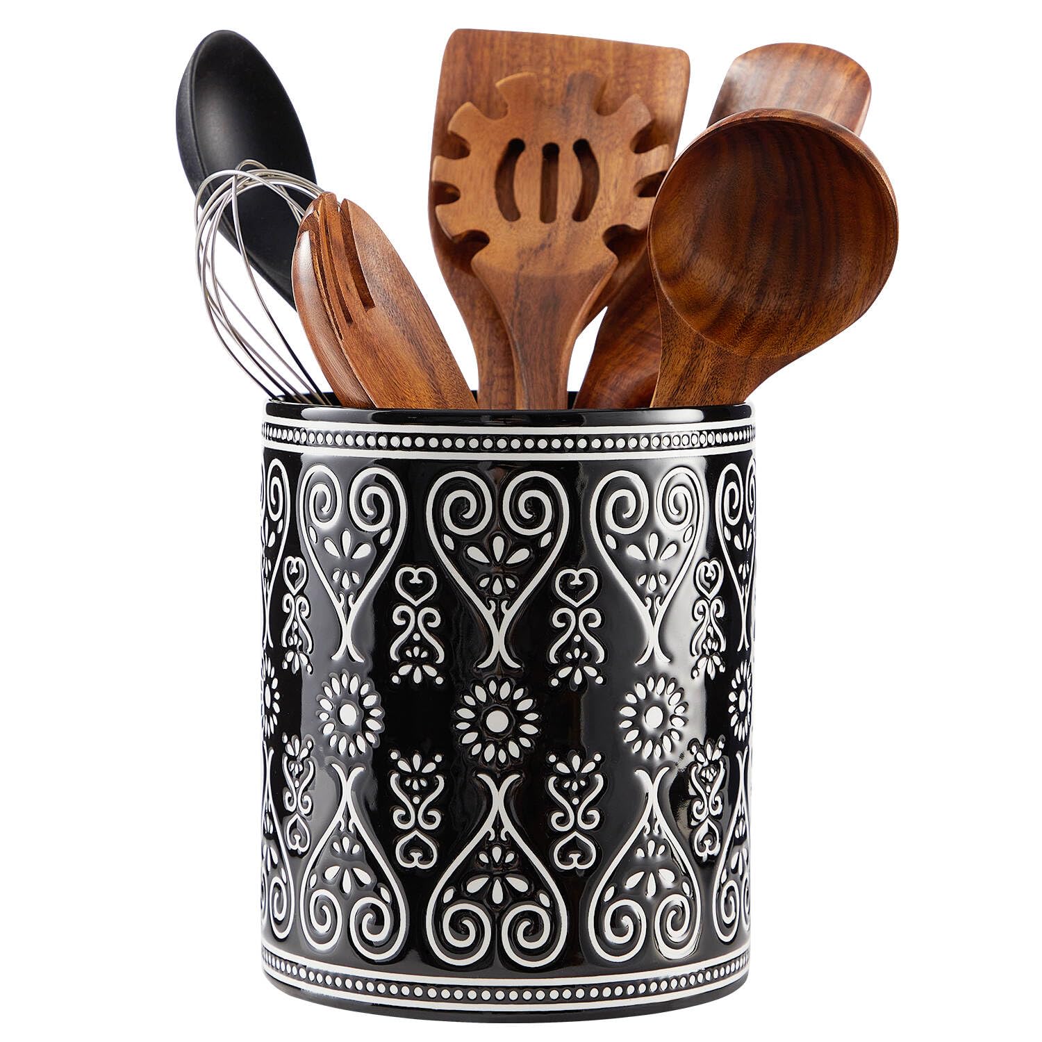Extra Large Black Heavy Ceramic Utensil Holder – 7