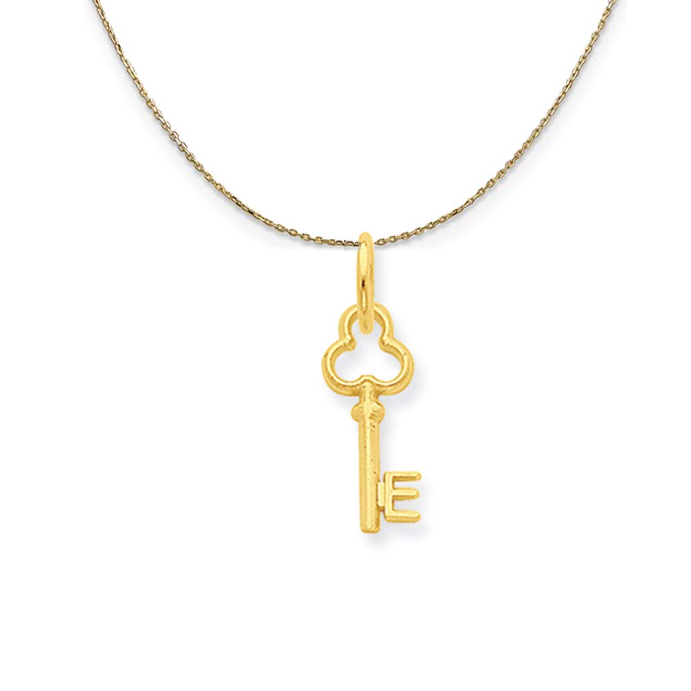 14k Yellow Gold Hannah Mini Initial E Shamrock Key Necklace - Perfect for Gifts, Birthdays, and Everyday Elegance