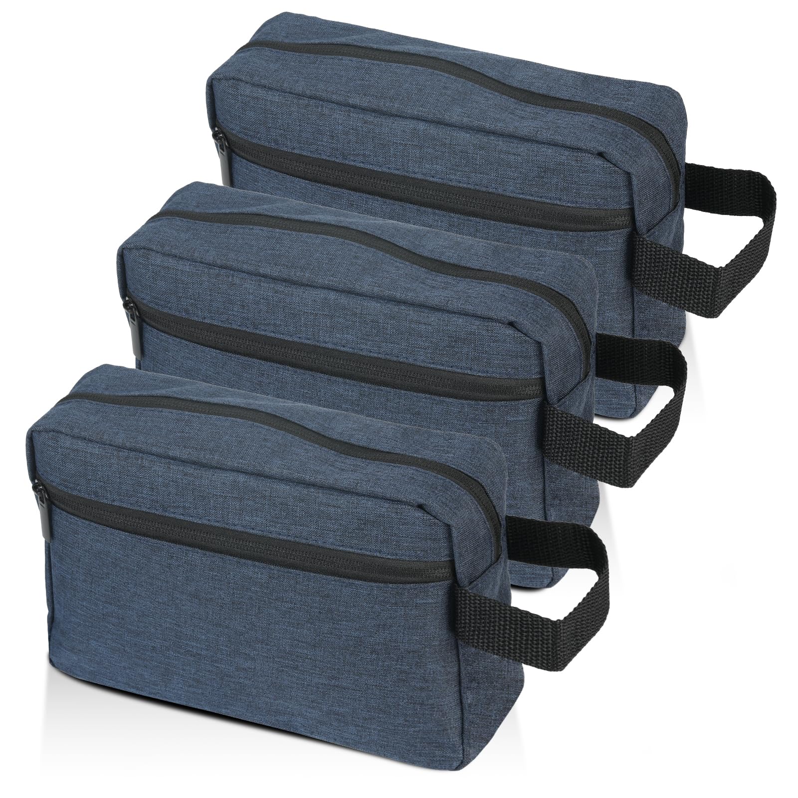 3 PCS Waterproof Men's Toiletry Bag - Hanging Travel Organizer for Shampoo, Razor & Essentials - Lightweight Canvas Dopp Kit (Blue) - Perfect for Camping, Gym & Business Trips