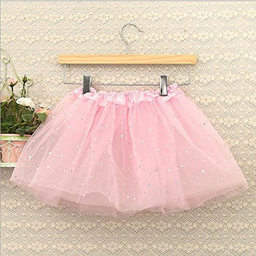 Ostpain Sequins Party Baby Ballet Tutu Dance Skirt Set for Girls - Princess PK Outfits in Pink One Size, Perfect for Dance Recitals & Birthday Parties