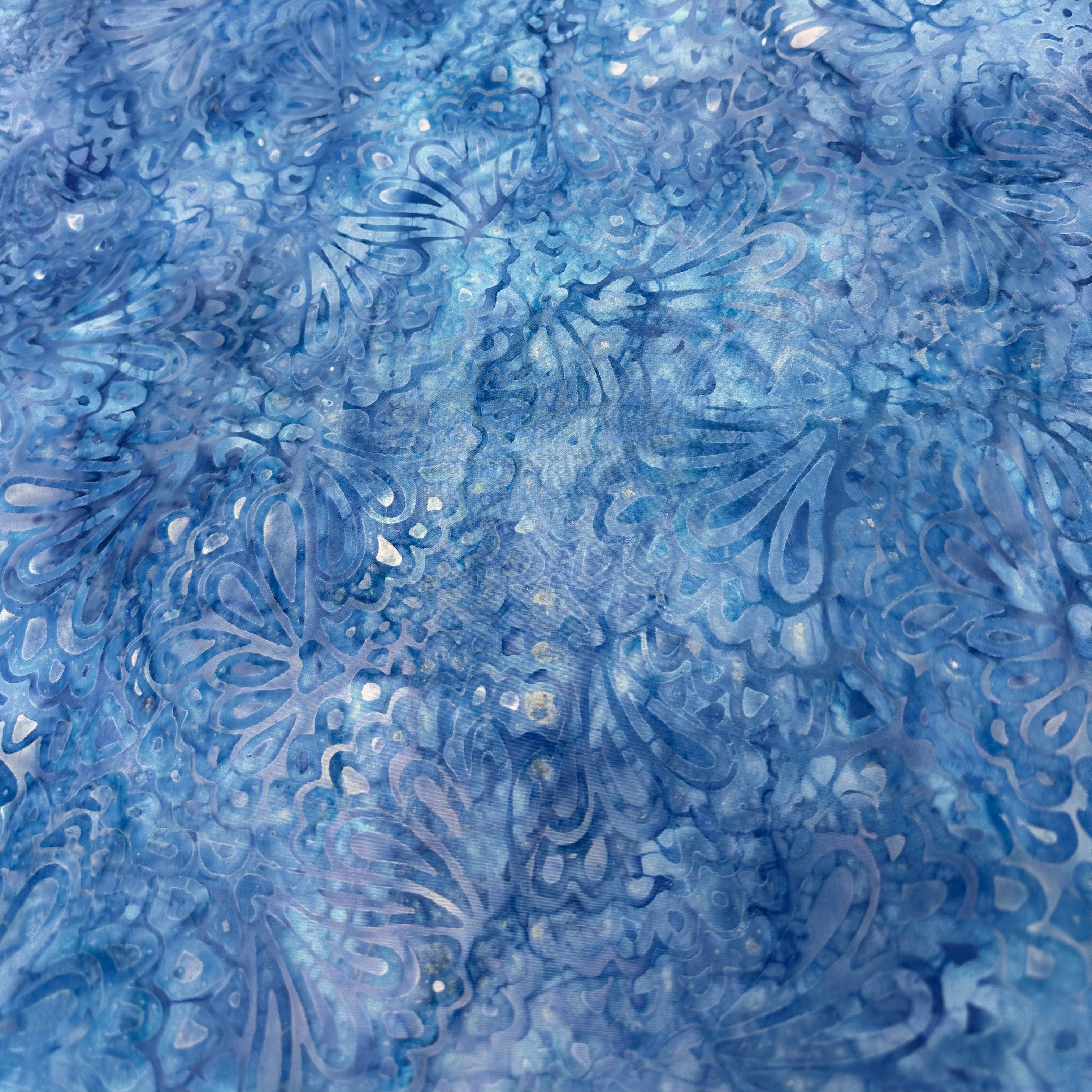 Batik Backing BA1906 - Sky Blue Garden Range Fabric for Quilting, Home Decor & DIY Craft Projects